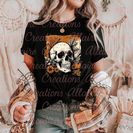 Fall Skull & Flowers Tee