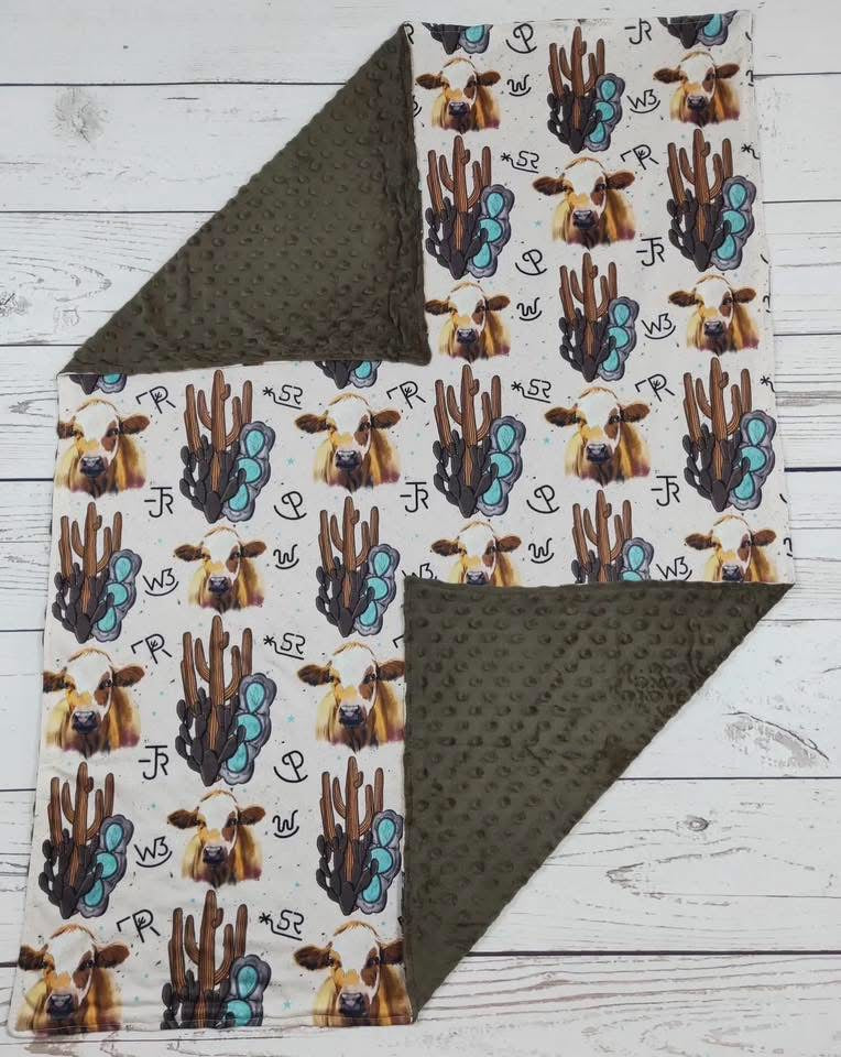 Cow Catcus Baby Blanket