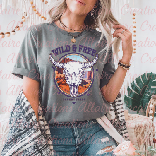 Wild & Free Cow Skull Tee