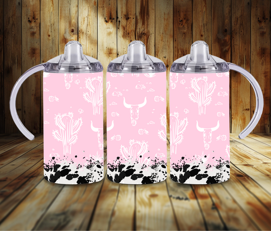 Pink Western Cow Print Sippy Cup