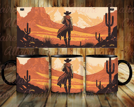 Cowboy Walking into Sunset Coffee Mug