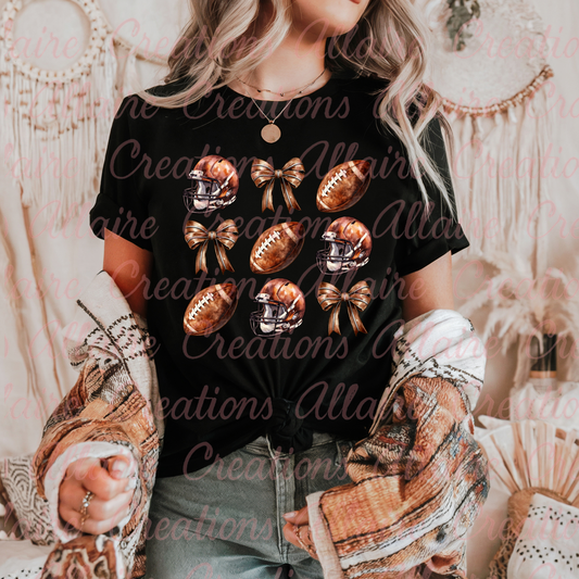 Football Bow and Balls Tee