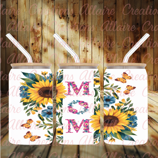 Mom Sunflower Glass Tumbler