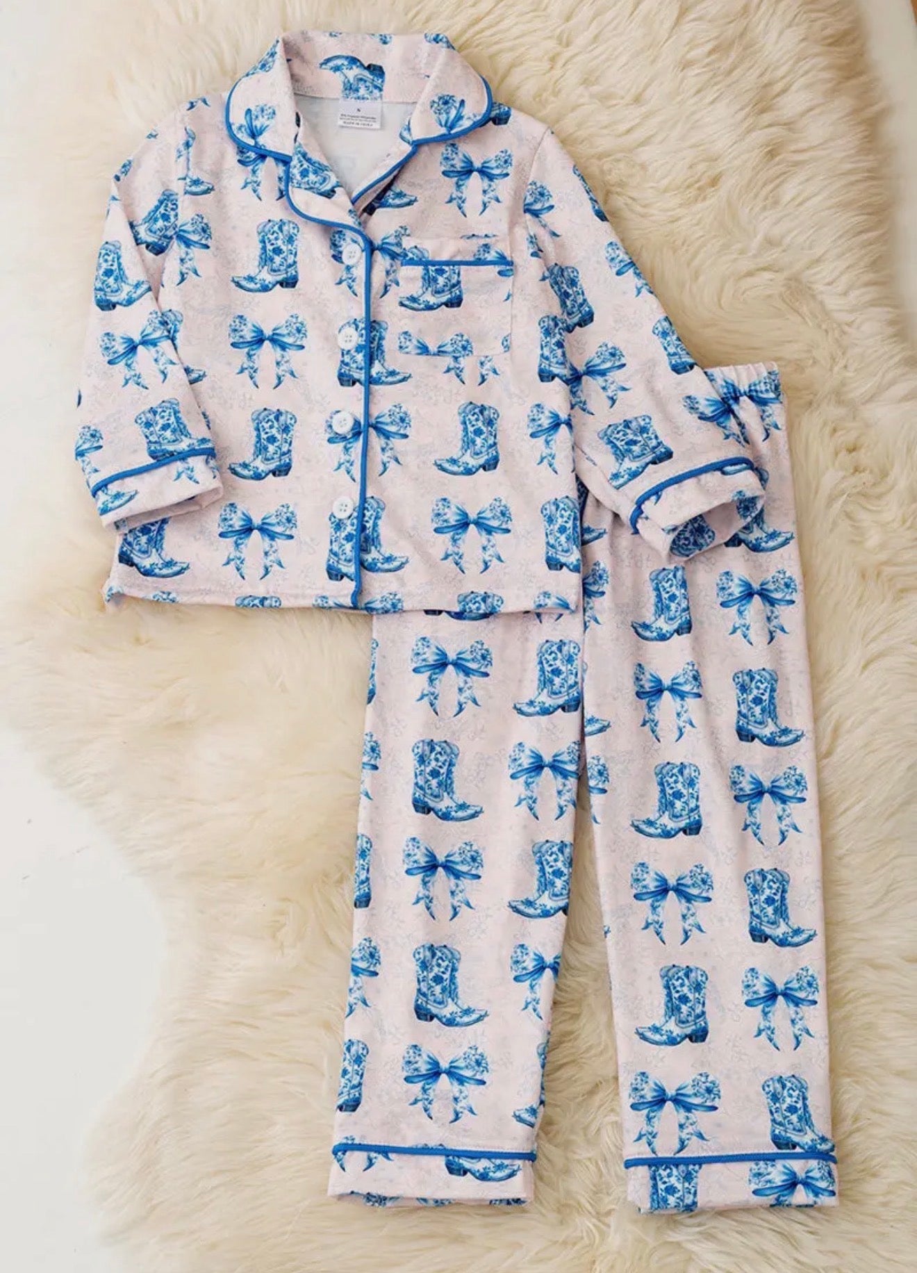 Blue Bow & Horse PJs