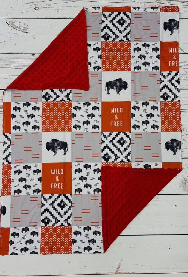 Orange Buffalo Baby Blanket