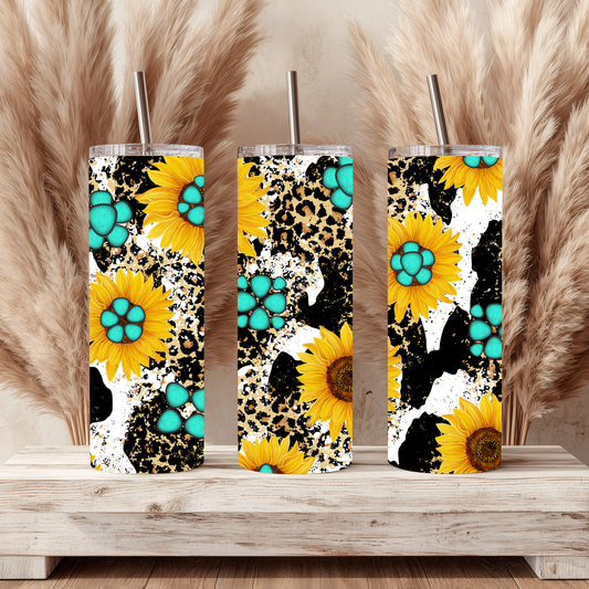 Sunflower Turquoise 20oz Tumbler
