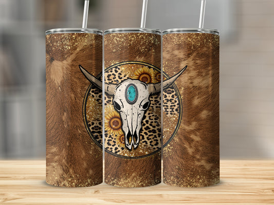 Cowhide Bull Skull 20oz Tumbler