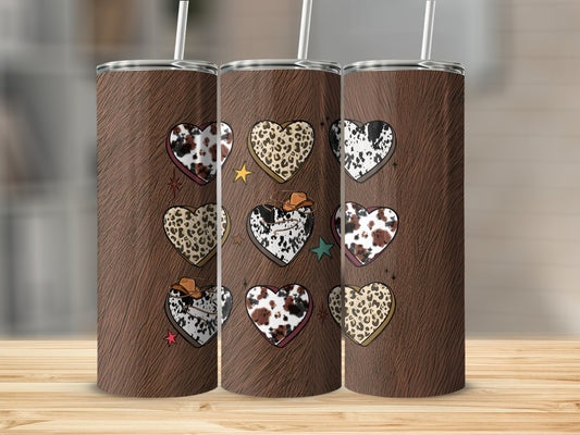 Cowhide Hearts 20oz Tumbler
