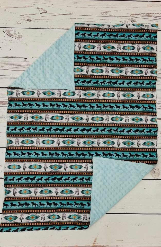 Blue Horse Baby Blanket