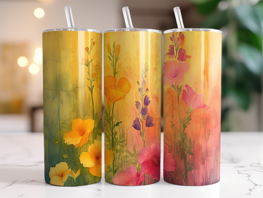 Yellow Watercolor Floral 20oz Tumbler