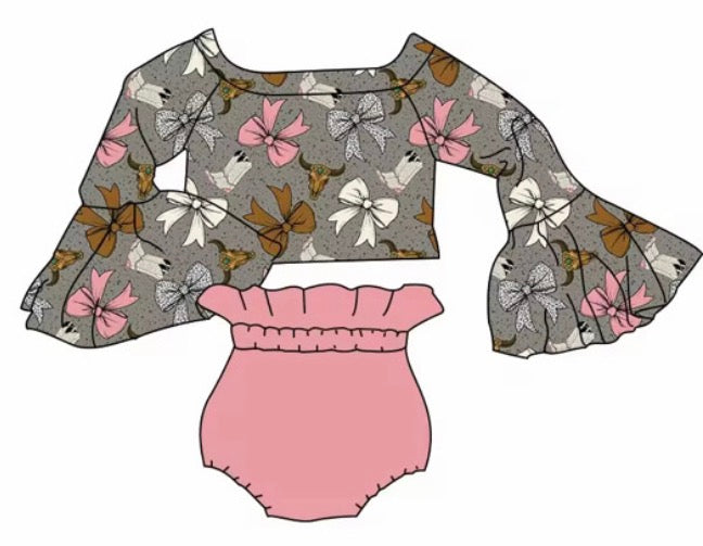 Bow N Boots Western Shorts Set