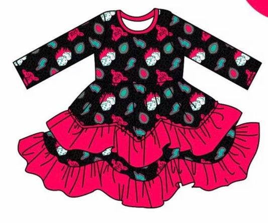 Hot Pink Cow Western Dress