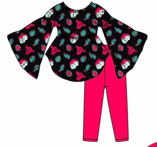 Hot Pink Cow Western Long Sleeve Set