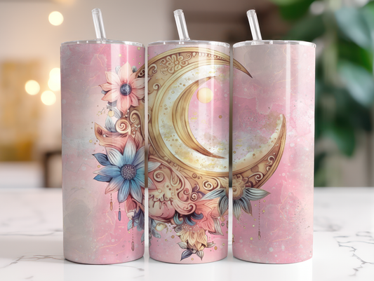 Pink/Gold Crescent Moon 20oz Tumbler