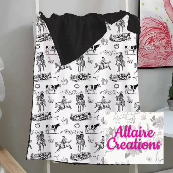 White Horse Minky Blanket