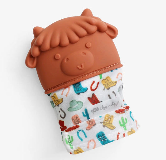 Highland Cow Itzy Ritzy Silicone Teething Mitts