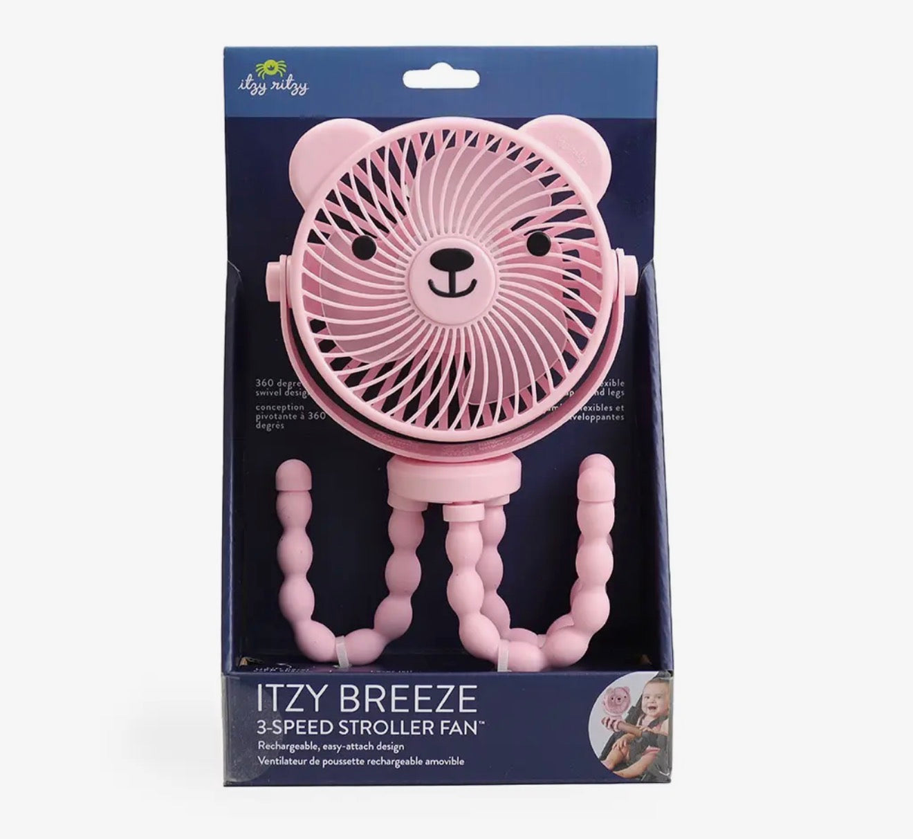 Pink Itzy Breeze 3-Speed Stroller Fan