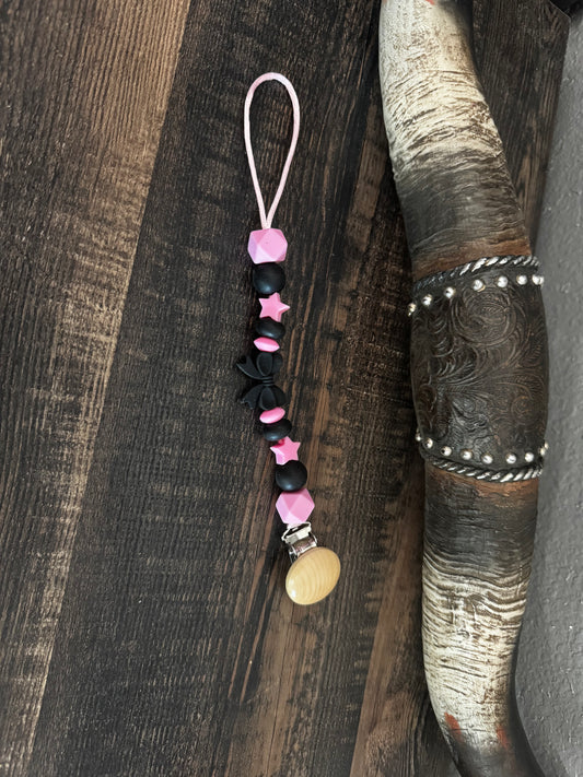 Black Bow Silicone Pacifier Clip