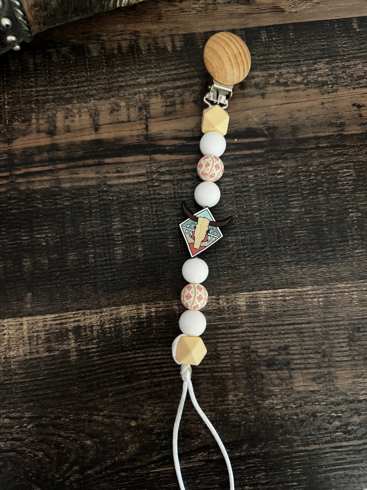 Bull Skull Silicone Pacifier Clip