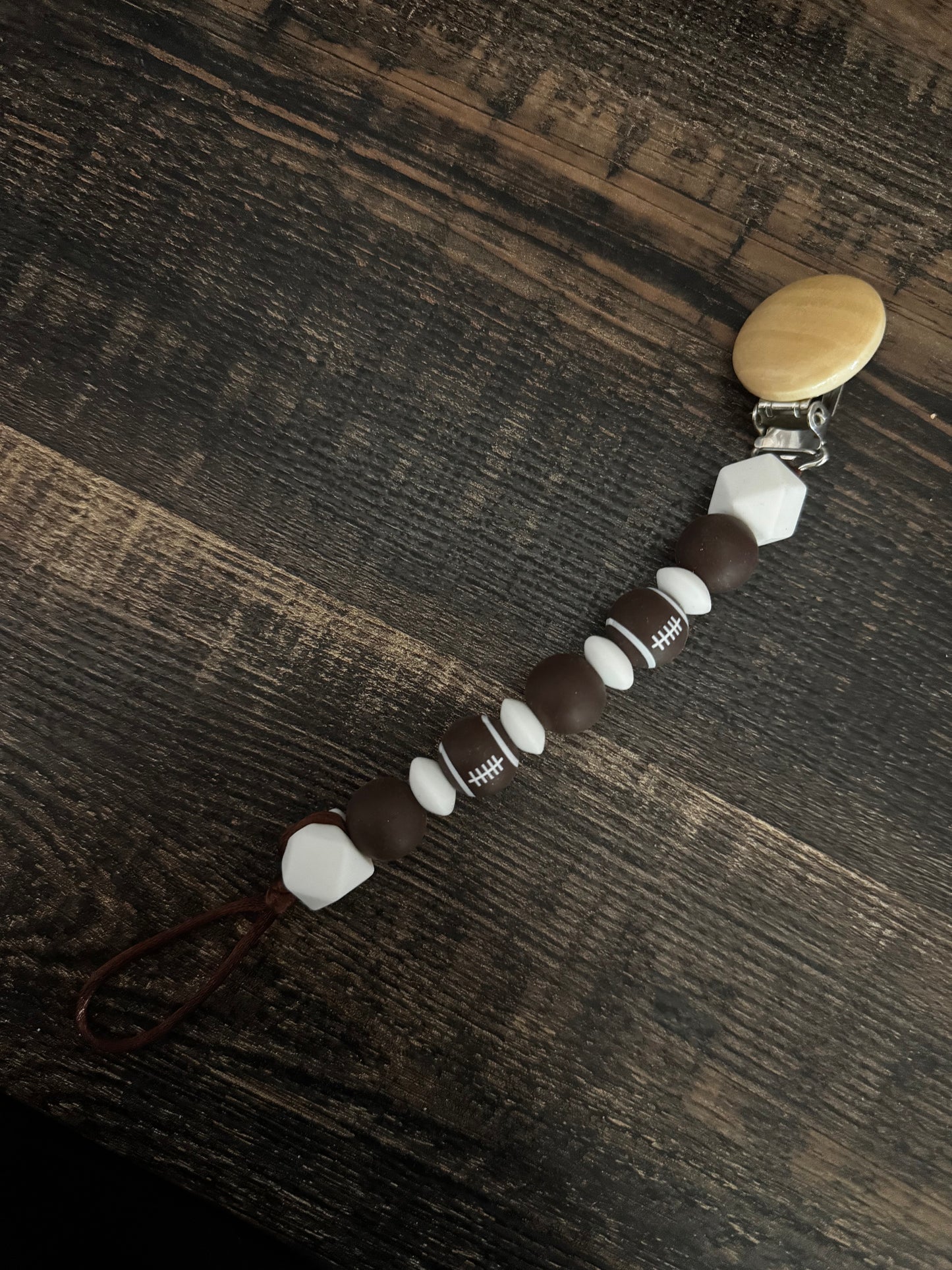 Football Silicone Pacifier Clip