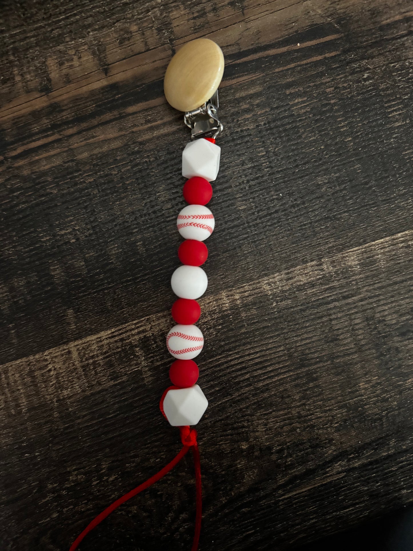 Baseball Silicone Pacifier Clip