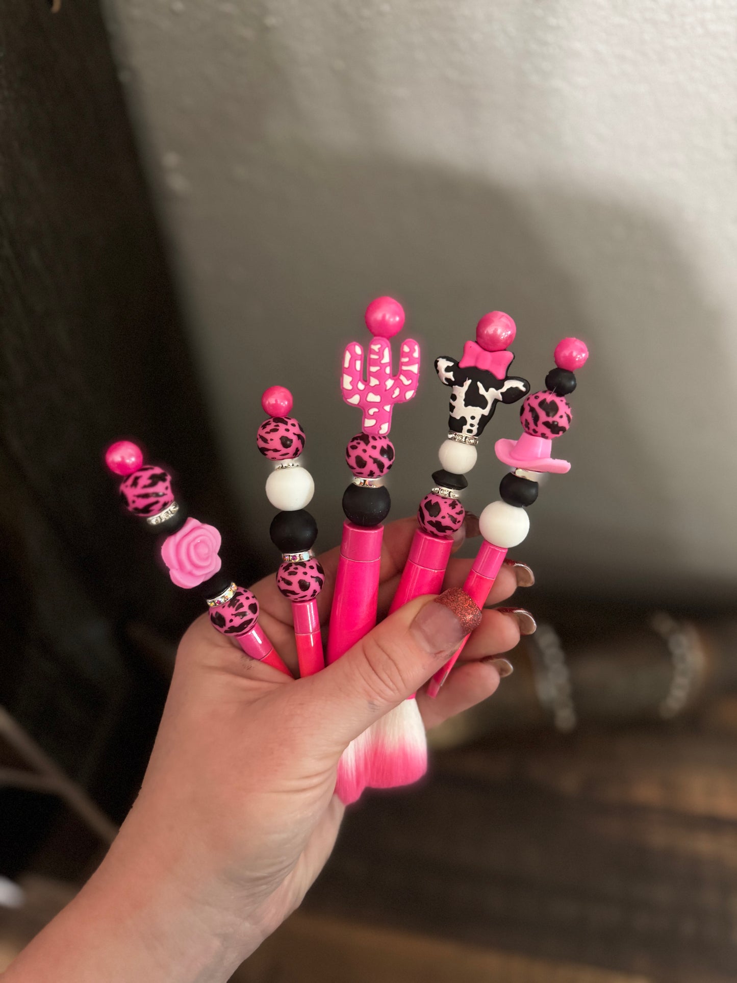 Pink Cowprint Makeup Brushes