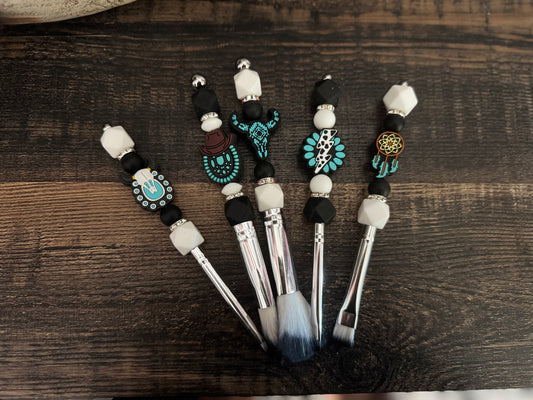 Silver Western Makeup Brushes