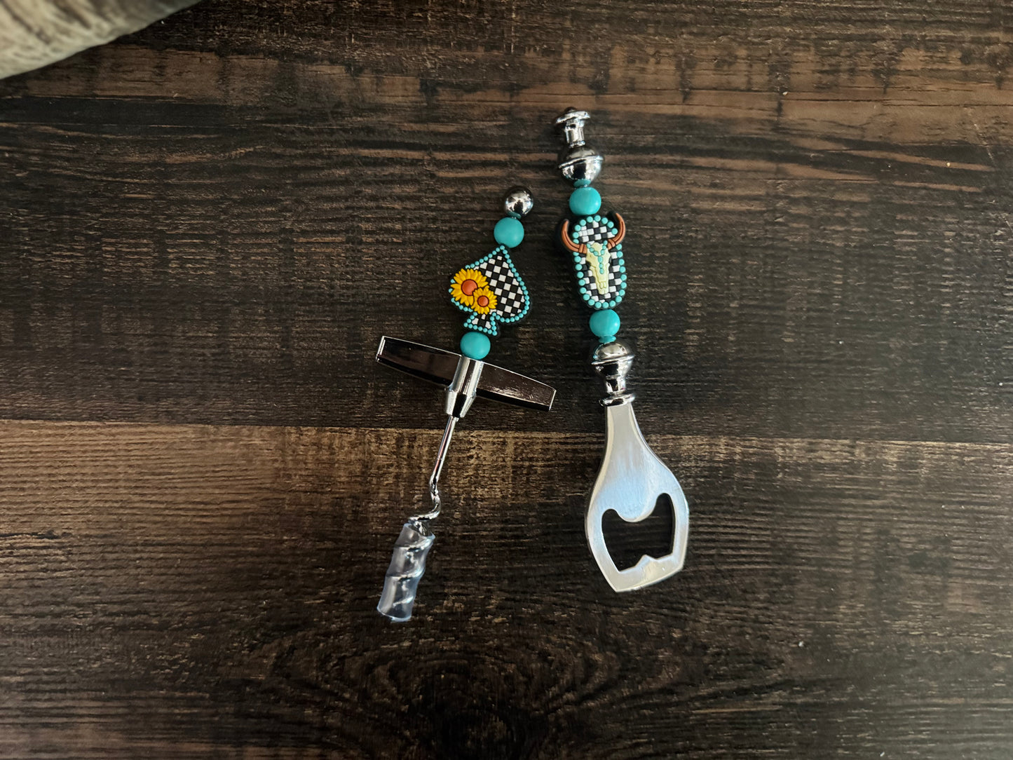 Blue Checkered Western Wine Toppers & Stoppers