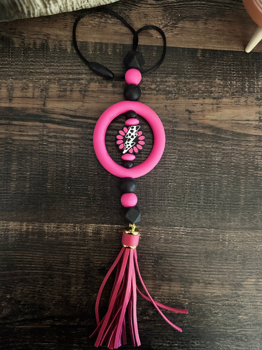 Pink Lighting Bolt Car Mirror Hangers