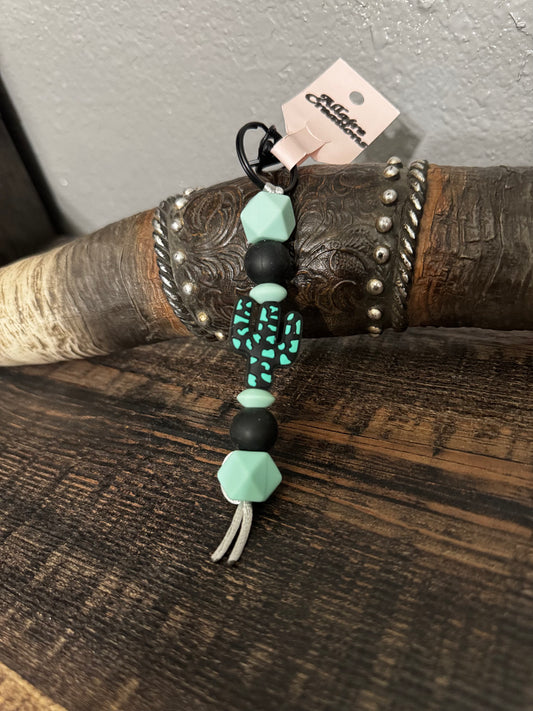 Green Cactus Silicone Key Chain