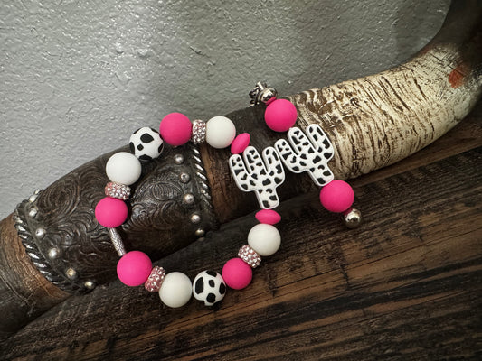 Pink Cactus Keychains Sets
