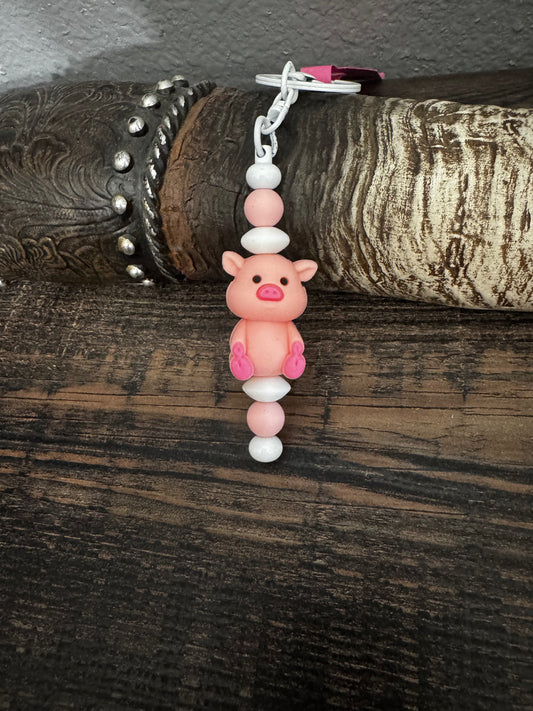Pink Pig Short Keychain