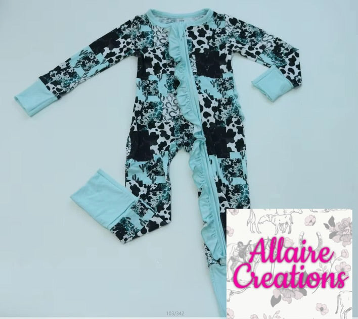 Black Ruffle Bamboo Zipper
