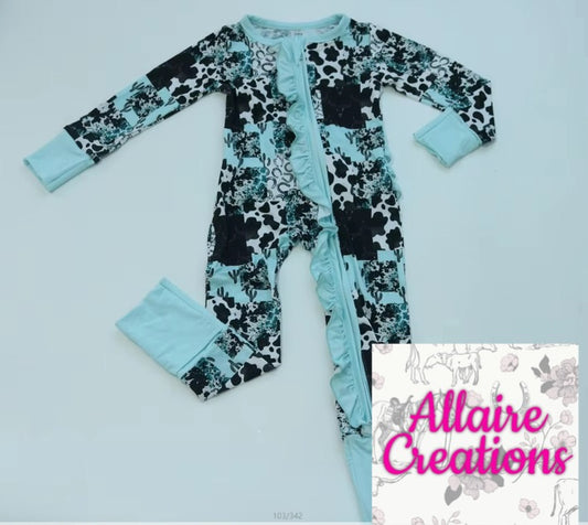 Black Ruffle Bamboo Zipper