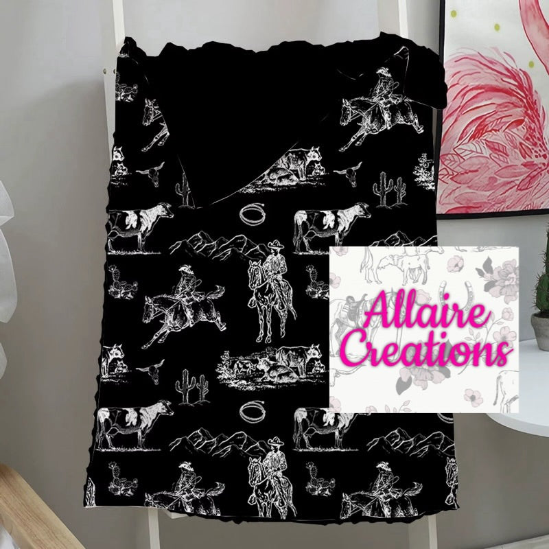 Black  Western Minky Blanket