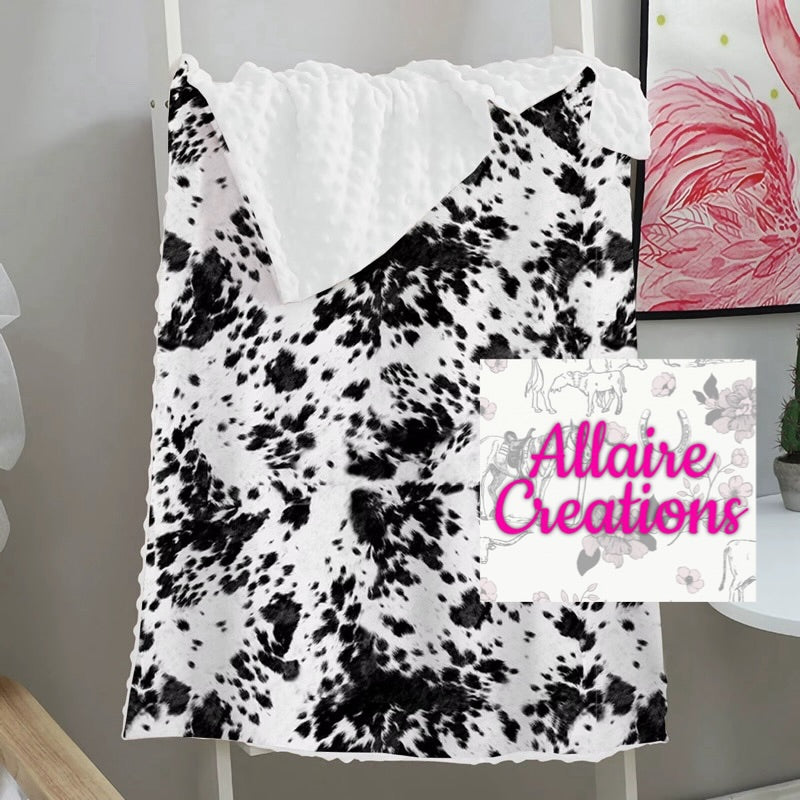 White Cow Print Minky Blanket