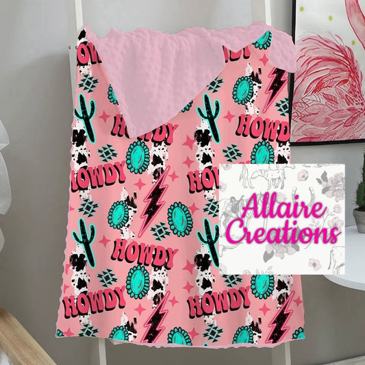 Pink Howdy Minky Blanket