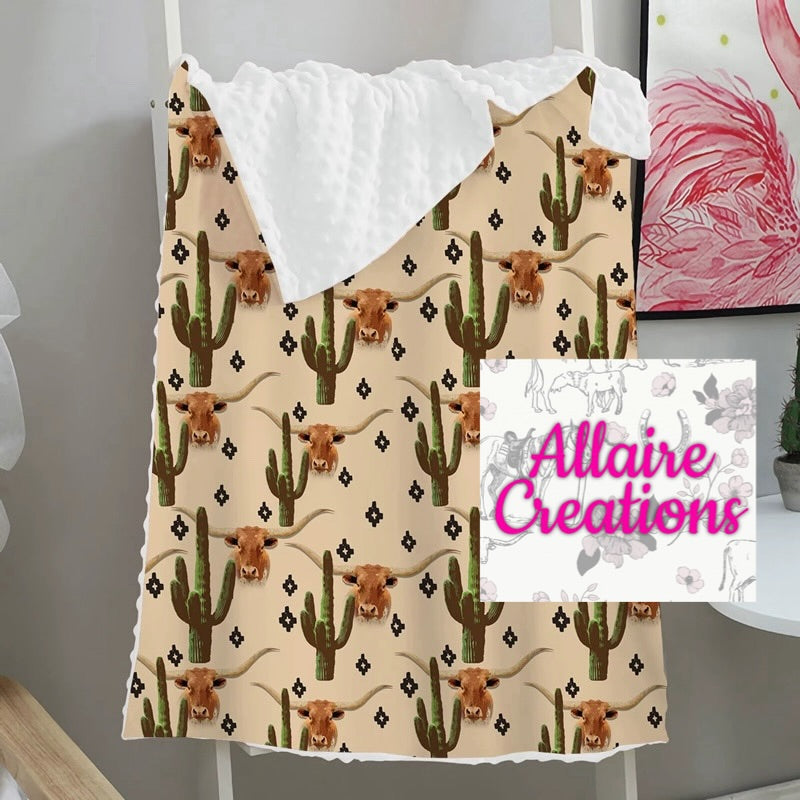 Longhorn Cactus  Minky Blanket