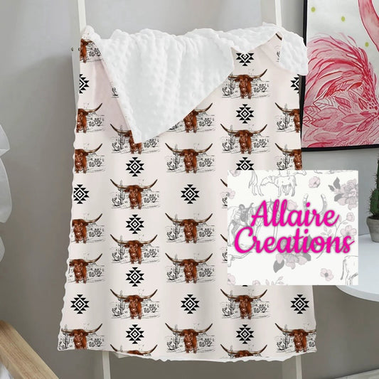 White Western Minky Blanket