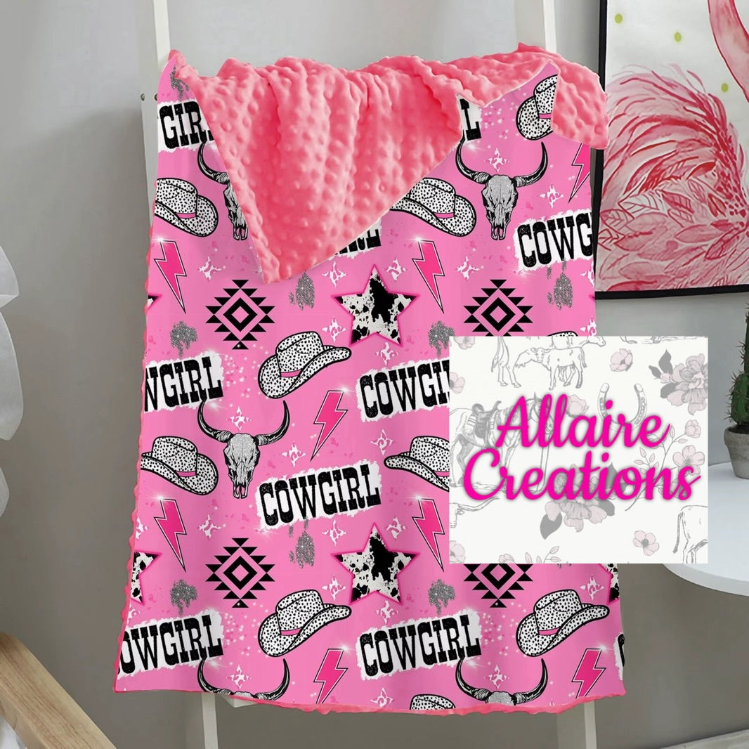 Pink Cowgirl Minky Blanket