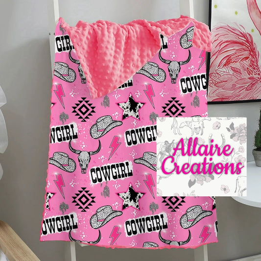 Pink Cowgirl Minky Blanket