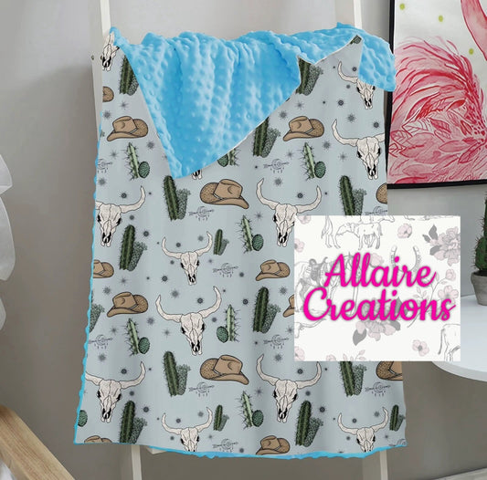 Cowboy Cactus  Minky Blanket